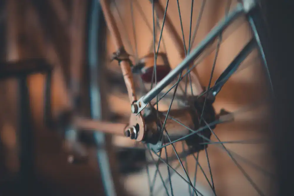 Close up macro shot of a hand-brazed steel bicycle lug