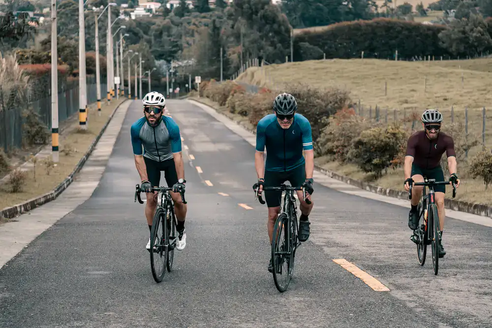 A complete custom steel endurance bicycle on an open road