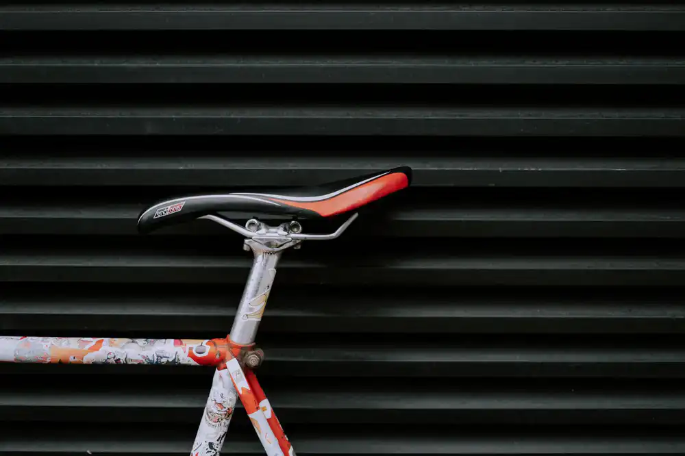 Close up of a track bicycle frame with aggressive geometry