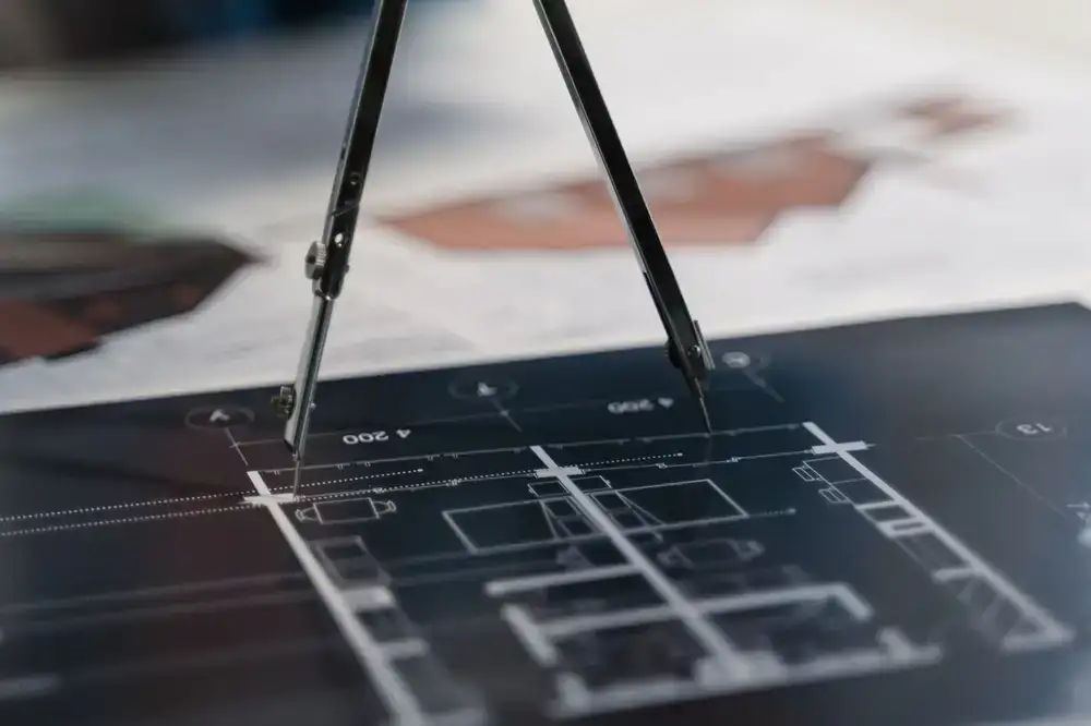 Drafting blueprint of bicycle frame geometry